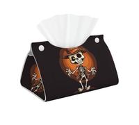Decorative Tissue Box Cover Funny Skeleton Tissue Box Holder Aesthetic Leather Storage Organizer Box for Bathroom Vanity Tabletop Night Stands Office Funny Home Decorative Tissue Case