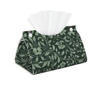Decorative Tissue Box Cover Green Flowers Tissue Box Holder Aesthetic Leather Storage Organizer Box for Bathroom Vanity Tabletop Night Stands Office Funny Home Decorative Tissue Case