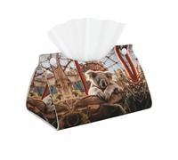 Decorative Tissue Box Cover Koala in Amusement Park Tissue Box Holder Aesthetic Leather Storage Organizer Box for Bathroom Vanity Tabletop Night Stands Office Funny Home Decorative Tissue Case