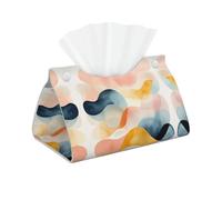 Decorative Tissue Box Cover Layered Watercolor Tissue Box Holder Aesthetic Leather Storage Organizer Box for Bathroom Vanity Tabletop Night Stands Office Funny Home Decorative Tissue Case