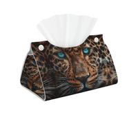 Decorative Tissue Box Cover Leopard Face Tissue Box Holder Aesthetic Leather Storage Organizer Box for Bathroom Vanity Tabletop Night Stands Office Funny Home Decorative Tissue Case