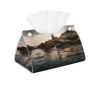 Decorative Tissue Box Cover Lighthouse Tissue Box Holder Aesthetic Leather Storage Organizer Box for Bathroom Vanity Tabletop Night Stands Office Funny Home Decorative Tissue Case