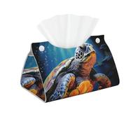 Decorative Tissue Box Cover Painted sea Turtle Tissue Box Holder Aesthetic Leather Storage Organizer Box for Bathroom Vanity Tabletop Night Stands Office Funny Home Decorative Tissue Case