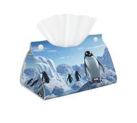 Decorative Tissue Box Cover Penguin Antarctica Ice Tissue Box Holder Aesthetic Leather Storage Organizer Box for Bathroom Vanity Tabletop Night Stands Office Funny Home Decorative Tissue Case