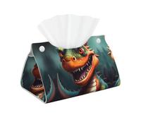 Decorative Tissue Box Cover Roaring Dragon Tissue Box Holder Aesthetic Leather Storage Organizer Box for Bathroom Vanity Tabletop Night Stands Office Funny Home Decorative Tissue Case