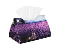 Decorative Tissue Box Cover Romantic Lavender Tissue Box Holder Aesthetic Leather Storage Organizer Box for Bathroom Vanity Tabletop Night Stands Office Funny Home Decorative Tissue Case