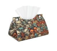 Decorative Tissue Box Cover Skulls in Tissue Box Holder Aesthetic Leather Storage Organizer Box for Bathroom Vanity Tabletop Night Stands Office Funny Home Decorative Tissue Case