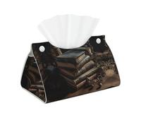 Decorative Tissue Box Cover Stack of Old Books Tissue Box Holder Aesthetic Leather Storage Organizer Box for Bathroom Vanity Tabletop Night Stands Office Funny Home Decorative Tissue Case
