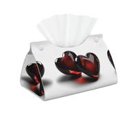 Decorative Tissue Box Cover Transparent Two Hearts Tissue Box Holder Aesthetic Leather Storage Organizer Box for Bathroom Vanity Tabletop Night Stands Office Funny Home Decorative Tissue Case