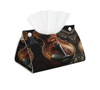 Decorative Tissue Box Cover Violin Tissue Box Holder Aesthetic Leather Storage Organizer Box for Bathroom Vanity Tabletop Night Stands Office Funny Home Decorative Tissue Case