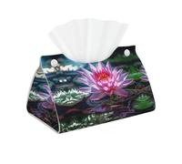 Decorative Tissue Box Cover Water Lily Light and Shadow Tissue Box Holder Aesthetic Leather Storage Organizer Box for Bathroom Vanity Tabletop Night Stands Office Funny Home Decorative Tissue Case