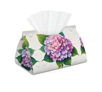 Decorative Tissue Box Cover Watercolor Hydrangea Tissue Box Holder Aesthetic Leather Storage Organizer Box for Bathroom Vanity Tabletop Night Stands Office Funny Home Decorative Tissue Case