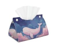 Decorative Tissue Box Cover Whale in Clouds Tissue Box Holder Aesthetic Leather Storage Organizer Box for Bathroom Vanity Tabletop Night Stands Office Funny Home Decorative Tissue Case