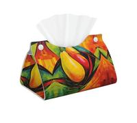 Decorative Tissue Box Cover Yellow Mango Tissue Box Holder Aesthetic Leather Storage Organizer Box for Bathroom Vanity Tabletop Night Stands Office Funny Home Decorative Tissue Case