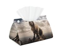 Decorative Tissue Box Cover Young Goat Tissue Box Holder Aesthetic Leather Storage Organizer Box for Bathroom Vanity Tabletop Night Stands Office Funny Home Decorative Tissue Case