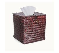 Decorative Tissue Box Covers Tissue Box Square Holder Woven Decorative Cover Cube Case Aesthetic Home Decor(Red Brown)