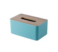 Decorative Tissue Box Living Room Desktop Wood Tissue Box Simple Drawing Paper Creative Household Multi-Functional Storage(Blue)