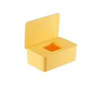 Decorative Tissue Box Wet Tissue Box Desktop Wipes Paper Storage Dispenser Holder Household Plastic Dust-Proof with Lid(Yellow)