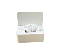 Decorative Tissue Box Wet Tissue Box Desktop Wipes Paper Storage Dispenser Holder Household Plastic Dust-Proof with Lid(White)