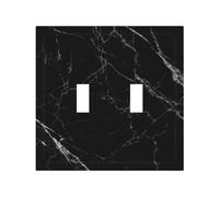 Decorative Toggle Light Switch Cover Plate, 2 Gang Wall Plates Mid-Size 4.9" x 5.0", Black Marble Outlet Covers Wall Plate, Polycarbonate Thermoplastic