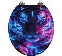 Decorative Toilet Seat Pattern21 Tiger Neon Effect Bathroom