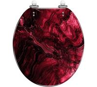 Decorative Toilet Seat with Cover Magenta Abstract Striped Maroon Red Stone Rock Resin Quiet Close Quick Release Hinges Easy to Install