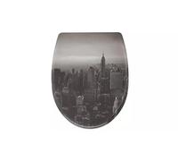 Decorative Toilet Seat with New York City Skyline Photography Print, Black and White