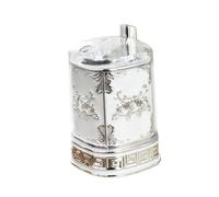 Decorative Toothpick Box Case for Restaurant Apartment Dining Silvery | Plastic press top button carved design 9.4x6.4x6.4cm for living room bedroom dining table home office