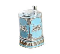 Decorative Toothpick Box Case for Restaurant Apartment Silvery Blue | Plastic press mechanism carved design 9.4x6.4x6.4cm for living room bedroom dining table home office restaurant