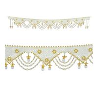 Decorative Toran Door Hanging Artificial Bandanwar Beads Wall Hangings for Main Door Entrance Window Temple Living Room New Year Home Decor Christmas Decorations Indoor (Size-38"X6")(white)