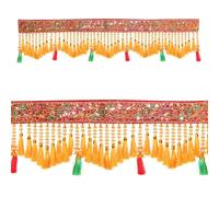 Decorative Toran Door Hanging Artificial Cloth Bandanwar Bead Wall Hanging for Main Door Entrance Window Temple Living Room Home Decor Traditional Decoration Indoor(Size-36"X6")(Multicolour)