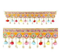 Decorative Toran Main Door Hanging Artificial Velvet Cloth Bandanwar Beads Wall Hanging for Entrance Window Temple for Indian New Year Festival Christmas decorations Indoor(Size:-38"X7")(Multicolor)