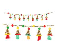 Decorative Toran Wall Door Hangings Artificial Golden Bells Beads Bandanwar Main Entrance Window Living Room Christmas Hangings Home Decor Indian New year Decorations Indoor(Size-46"X5")(Multicolor)