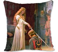 Decorative Toss Pillow Case Cover Protector Medieval Art - Edmund Leighton - The New Governess EB-The Accolade Eb
