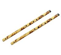 Decorative Traditional Handmade Wooden Bamboo Flute Basuri Indian Musical Instrument for gifting and Decoration (Brown - Set of 2)
