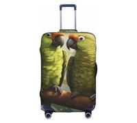 Decorative Travel Cover with Hidden Zipper, Anti-Scratch Dustproof Parrots Design for Couples (Olive Color), white, L