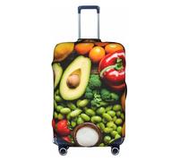 Decorative Travel Luggage Cover with Hidden Zipper, Anti-Scratch, Dust-proof, Fruits and Vegetables Print, white, L