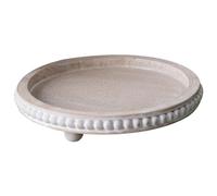 Decorative Tray 11.8inch Vintage Beaded Rustic Display Round Wood Riser Tray Decor for Farm Home Coffee Table Candle Bread Round Trays Home Decor
