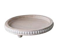 Decorative Tray 11.8inch Vintage Beaded Rustic Display Round Wood Riser Tray Decor for Farm Home Coffee Table Candle Bread Tray Decor Decorative Tray Round Trays Home Decor