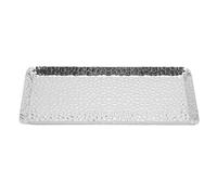 Decorative Tray Rectangle, Hammered Rectangular Tray Silver Vanity Tray Jewelry Plate Tray Fruit Tray Metal Serving Tray with Raised Edges for Bathroom
