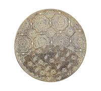 Decorative Tray Round Metal Distressed Look Retro Glam Gold Kitnos