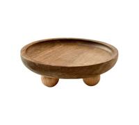 Decorative Tray - Round Wooden Extender Shelf Riser | Farmhouse Countertop Storage for Soap Perfume Candles Sponge | Decorative Vanity Kitchen Sink Stand for Small Space Organization