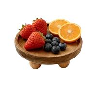 Decorative Tray - Round Wooden Storage Riser Stand, Bathroom Counter Pedestal, Small Soap Dish Holder, Kitchen Sink Sponge Base, Mini Candle Perfume Plate, Farmhouse Coffee Bar Display | For Adults
