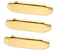 Decorative Tray Small Serving Tray Gold Decorative Bowl Oval Jewellery Tray Dressing Table Golden Coasters Candles Decorative Plate Key Bowl Golden Decorative Serving Plates Stainless Steel Gold Leaf