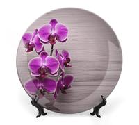 Decorative Tray with Display Stand Orchid Printed Bone China Collections Plate Bone China Ornament for Home and Office Wall Decor