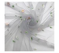 Decorative Tulle Rolls, 155x100cm Flower Daisy Embroidery Tulle Soft Mesh Fabric for Dress Skirt Lace Net Fabric Gauze Apparel Cloth DIY Sewing(Grey)