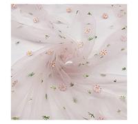 Decorative Tulle Rolls, 155x100cm Flower Daisy Embroidery Tulle Soft Mesh Fabric for Dress Skirt Lace Net Fabric Gauze Apparel Cloth DIY Sewing(Light Pink)
