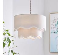 Decorative Two-Tier Scalloped Lamp Shade,Simple Easy Fit Attachment, No Wiring Needed, Durable Polyester Finish Contemporary Home Decor -M52 (Grey)