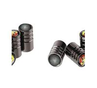 Decorative Tyre Valve Dust Caps, Black Aluminium, Set of 4 with gift box compatible with Abarth cars