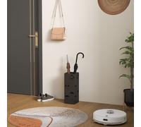 HOMCOM Decorative Umbrella Holder w/ Drip Tray 4 Hooks for Entryway Black